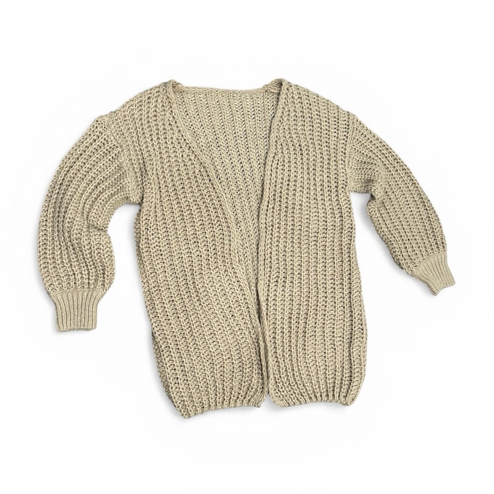 Cozy Chunky Knit Duster Cardigan – Khaki Tan – OS